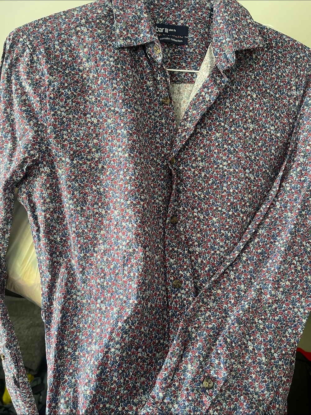 Bar III Men's Blue Floral Button-Down Shirt